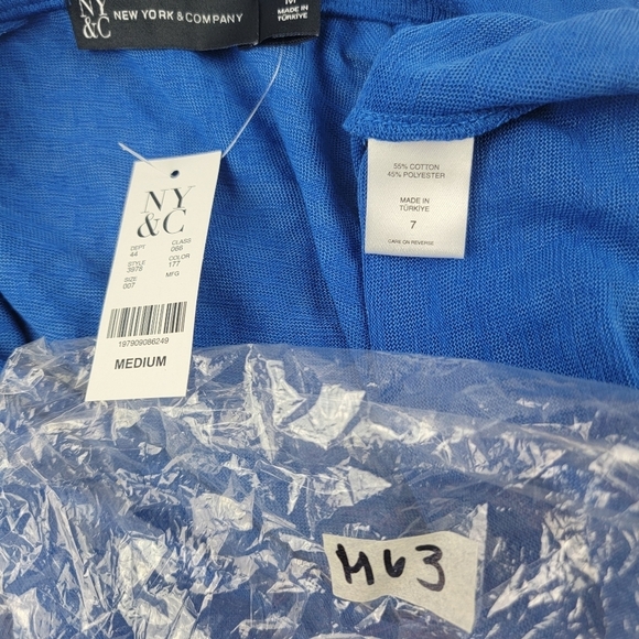 NWT New York & Company short sleeve slum knit collared top Size Medium - Picture 6 of 6